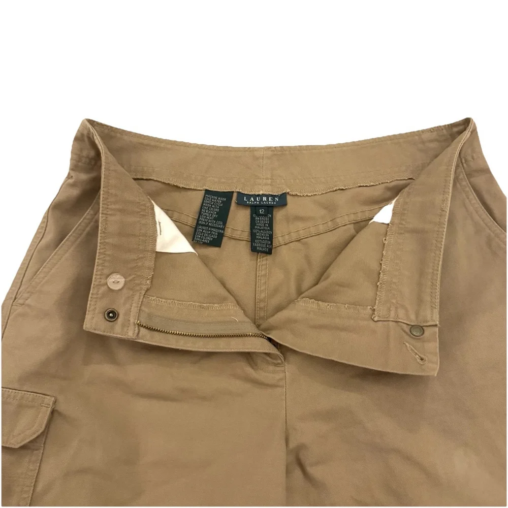 Lauren Ralph Lauren Cargo Hiking Shorts Women's Size 12 Khaki Tan Cotton
